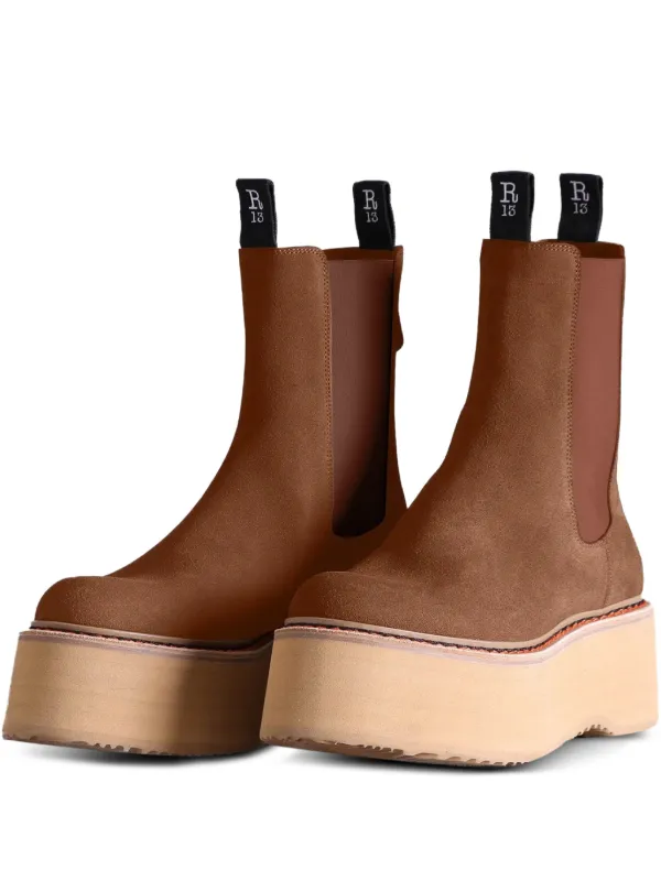 R13 Round-toe Boots in Brown