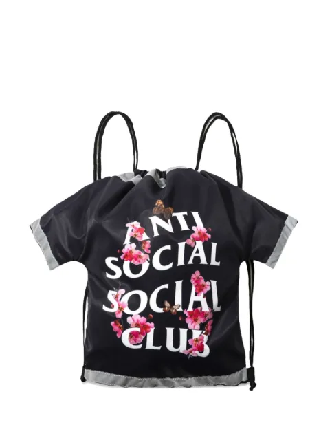 Anti Social Social Club 큐트 AF 블랙 드로스트링 "카모" 백팩