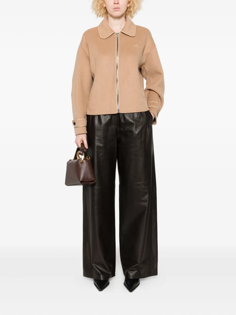 Arma Leren broek met elastische taille - Bruin