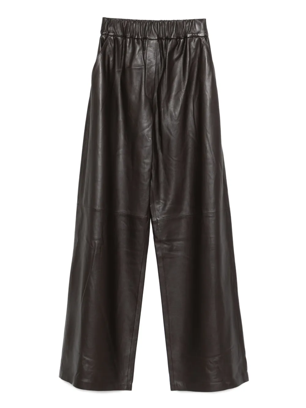 Arma Leren broek met elastische taille Bruin