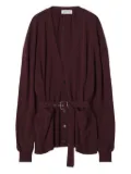 Lanvin belted balloon-sleeve cardigan - Red