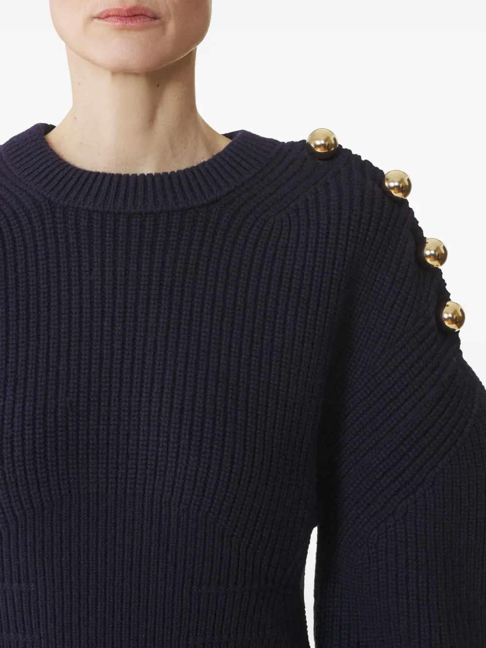 Lanvin Ribgebreide trui met knoopdetail Zwart