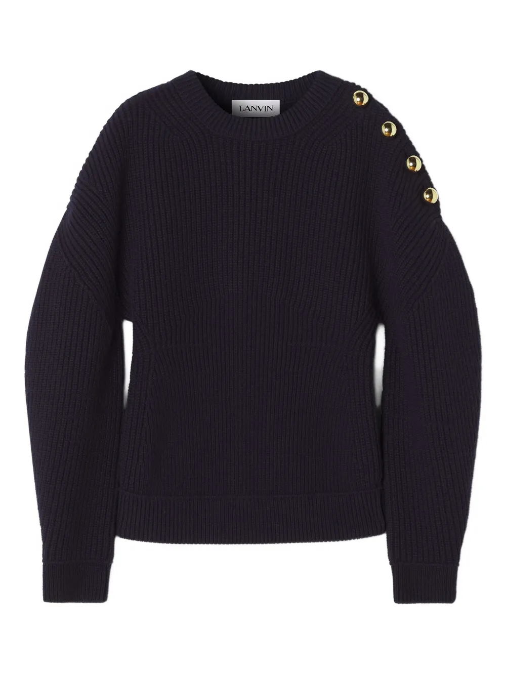 Lanvin Ribgebreide trui met knoopdetail Zwart