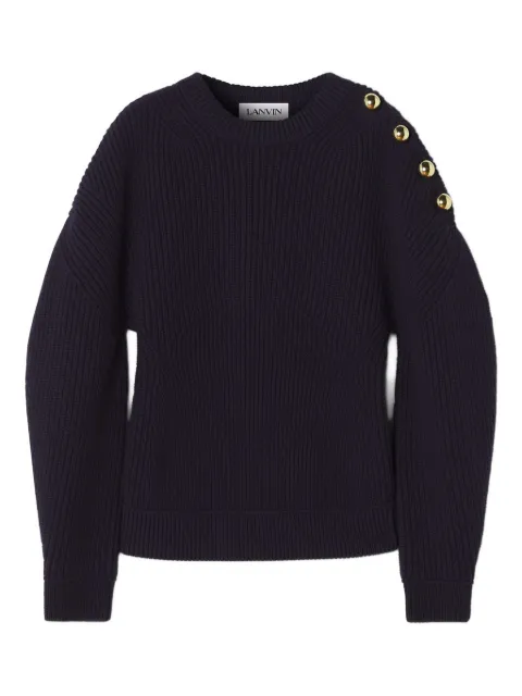 Lanvin ribbed-knit button-detail sweat
