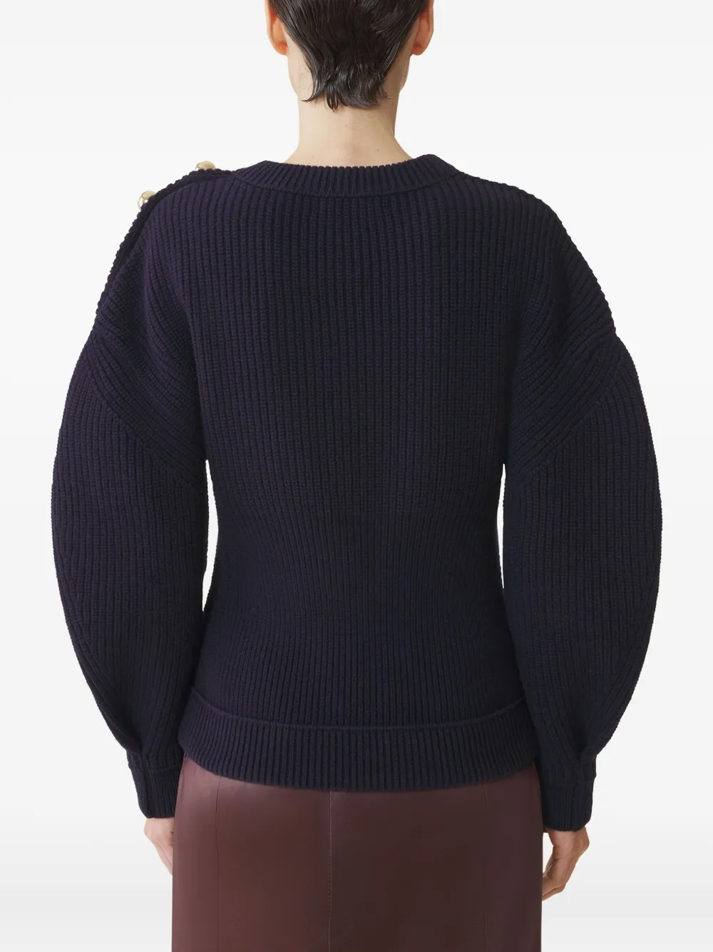 Lanvin Ribgebreide trui met knoopdetail Zwart