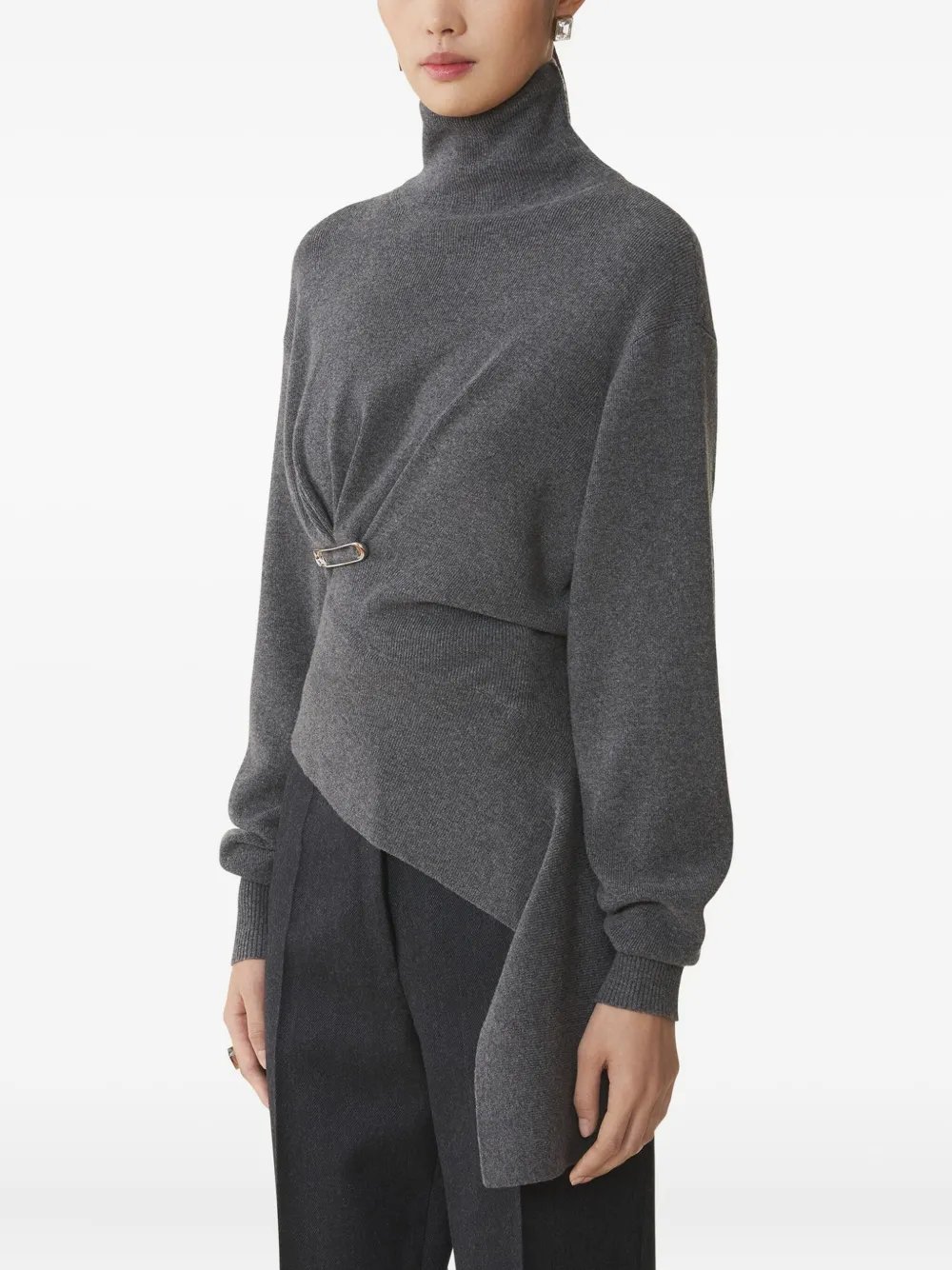 Lanvin Asymmetrische trui met veiligheidsspeld Grijs