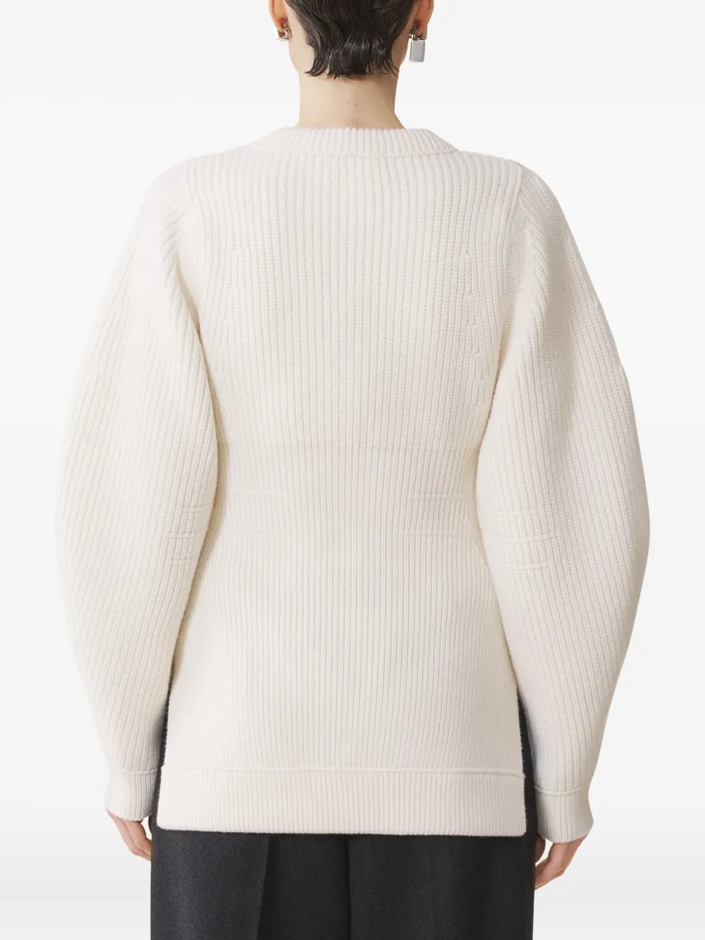 Lanvin Geribbeld vest met knoop Beige