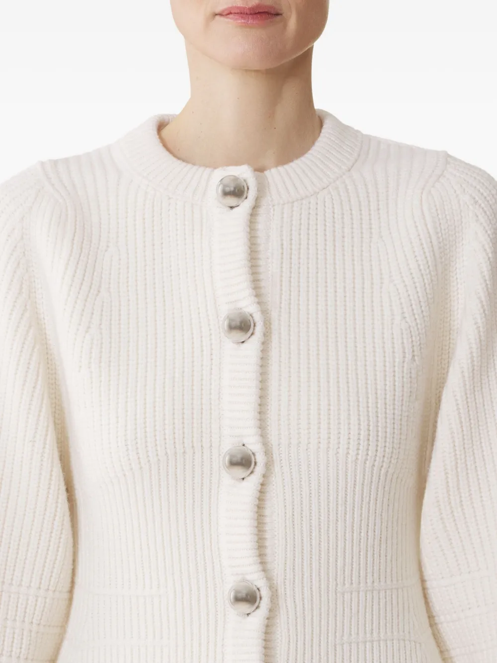 Lanvin Geribbeld vest met knoop Beige