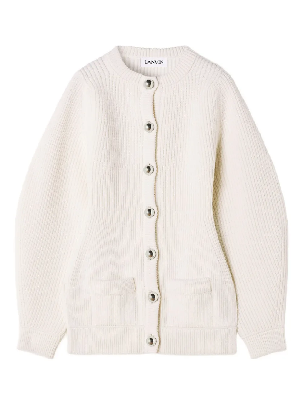 Lanvin Geribbeld vest met knoop Beige