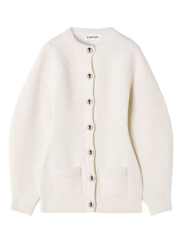 Lanvin リブニット カーディガン | ニュートラル | FARFETCH JP