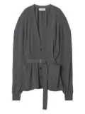 Lanvin belted balloon-sleeve cardigan - Grey
