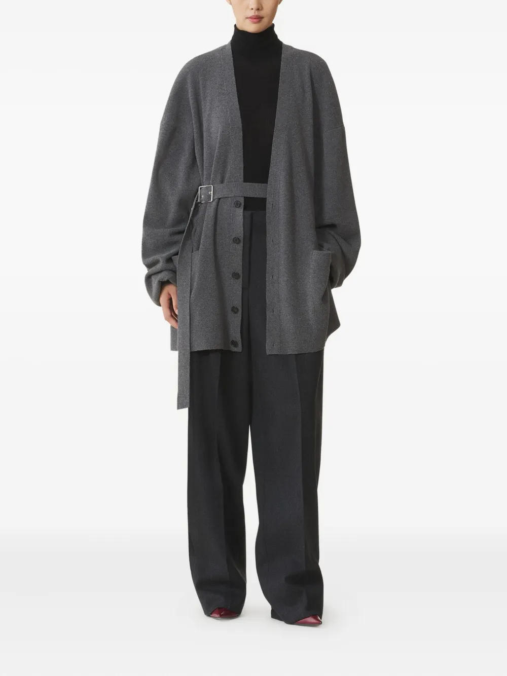 Lanvin Vest met ballonmouwen en ceintuur Grijs