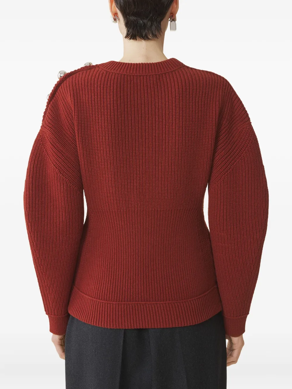Lanvin Geribbelde trui verfraaid met knopen Rood