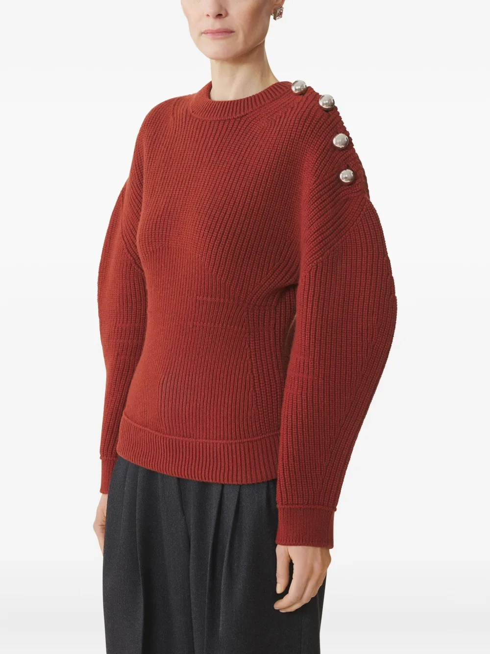 Lanvin Geribbelde trui verfraaid met knopen Rood