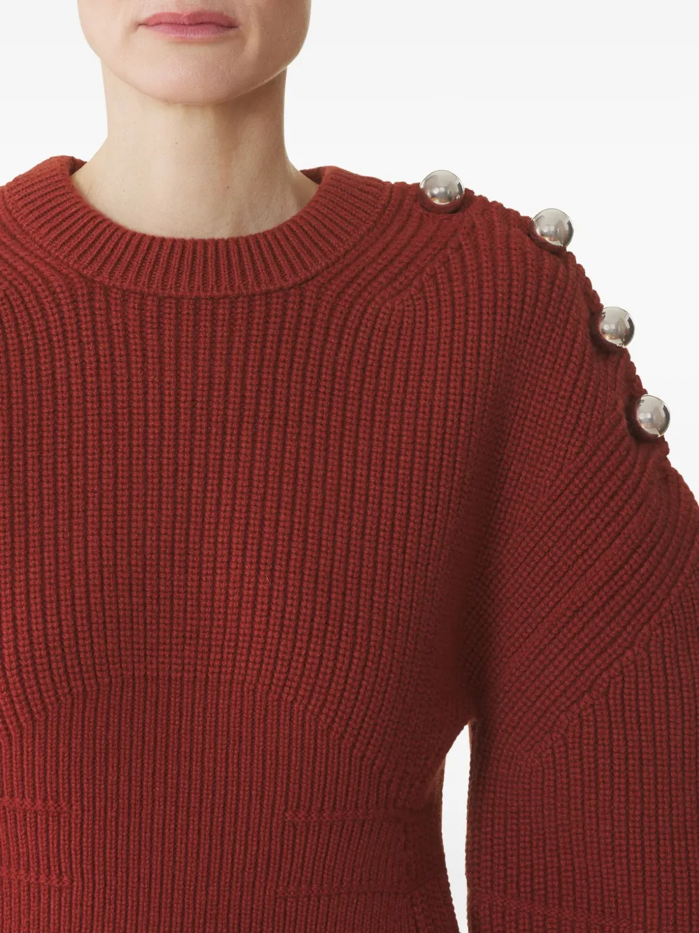 Lanvin Geribbelde trui verfraaid met knopen Rood