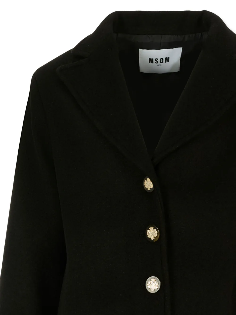 Msgm Button-detailed Flared-cuff Coat In Black