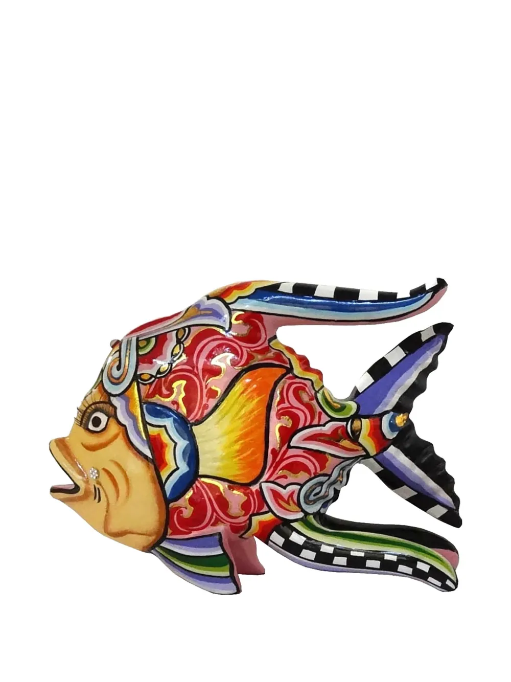 Toms Drag Painted Fish Sculpture (21cm X 14.5cm) In Red