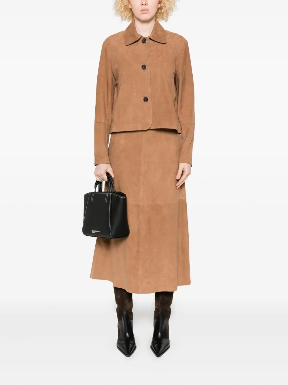 Arma Philipa suède midi-rok met A-lijn - Beige