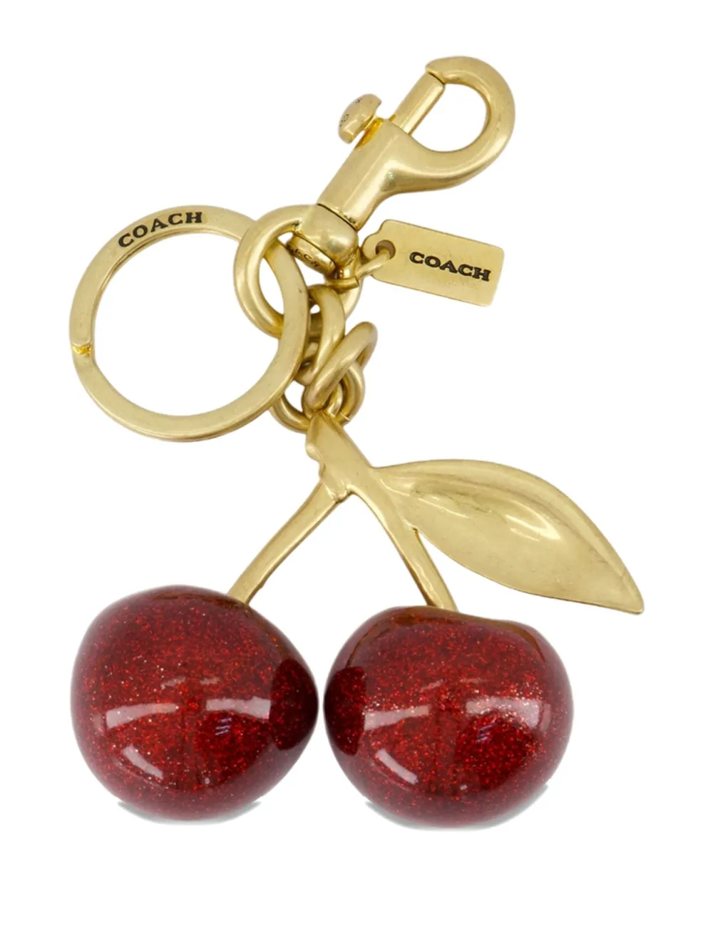 Coach Cherry Glitter Keyring In Gold