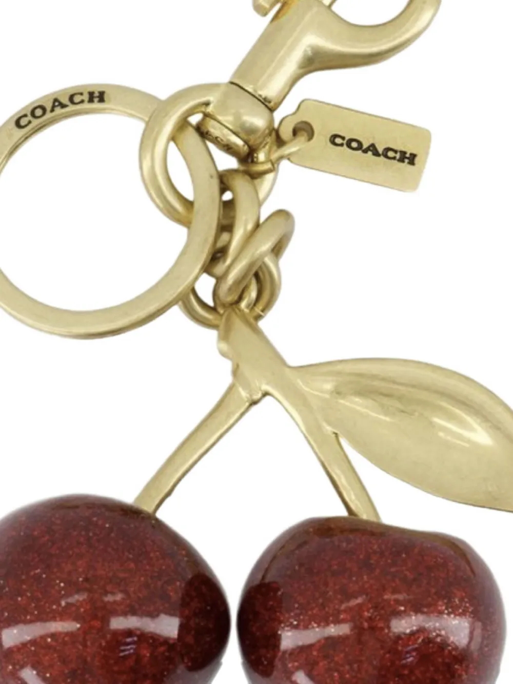 Coach Cherry Glitter Keyring In Gold