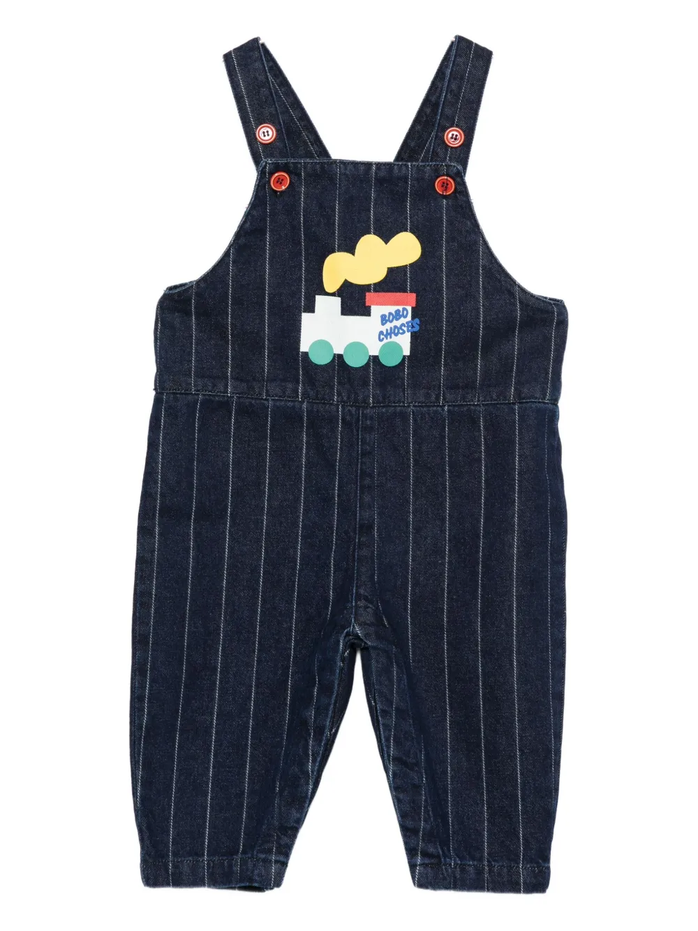 Bobo Choses Choo Choo Pinstripe Dungarees In Blue