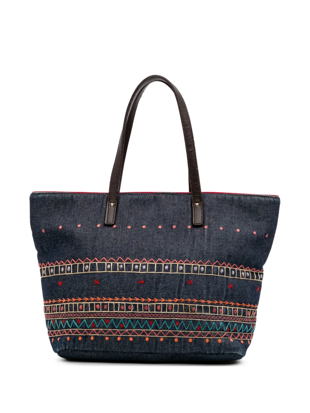 Pre-owned Burberry 2000-2017 Embroidered Denim Tote Bag In Blue