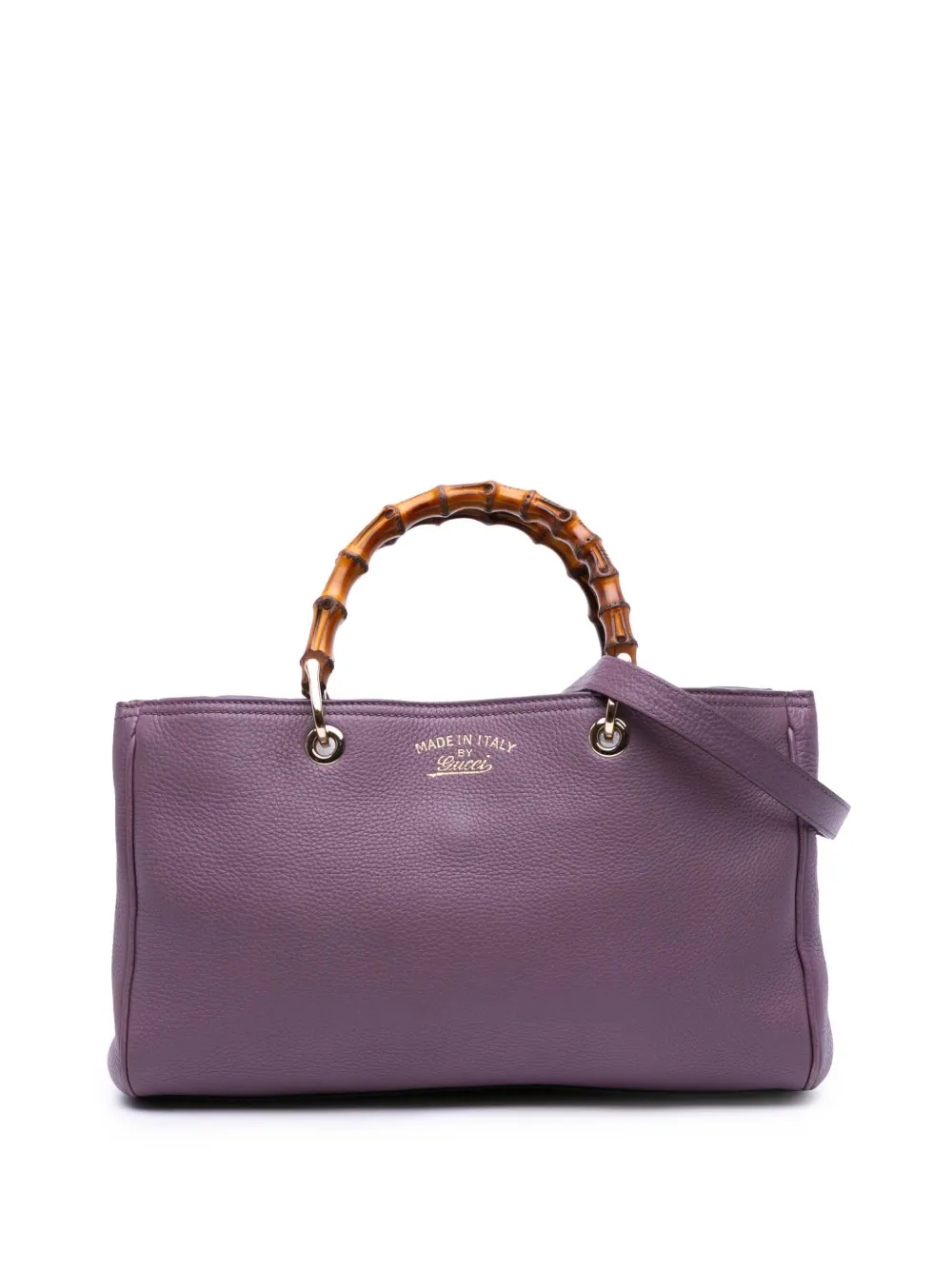 Pre-owned Gucci 2016-2025 Medium Calfskin Bamboo Shopper Satchel In Purple