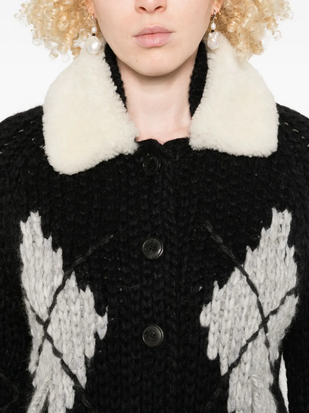 Ermanno Scervino Vest met argyle afwerking en kraag Zwart