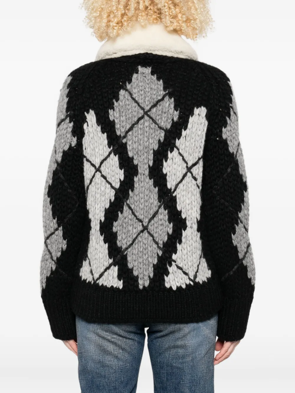 Ermanno Scervino Vest met argyle afwerking en kraag Zwart