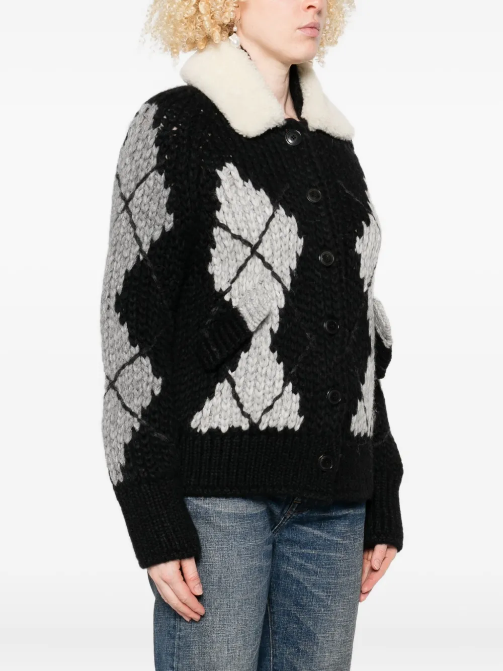 Ermanno Scervino Vest met argyle afwerking en kraag Zwart