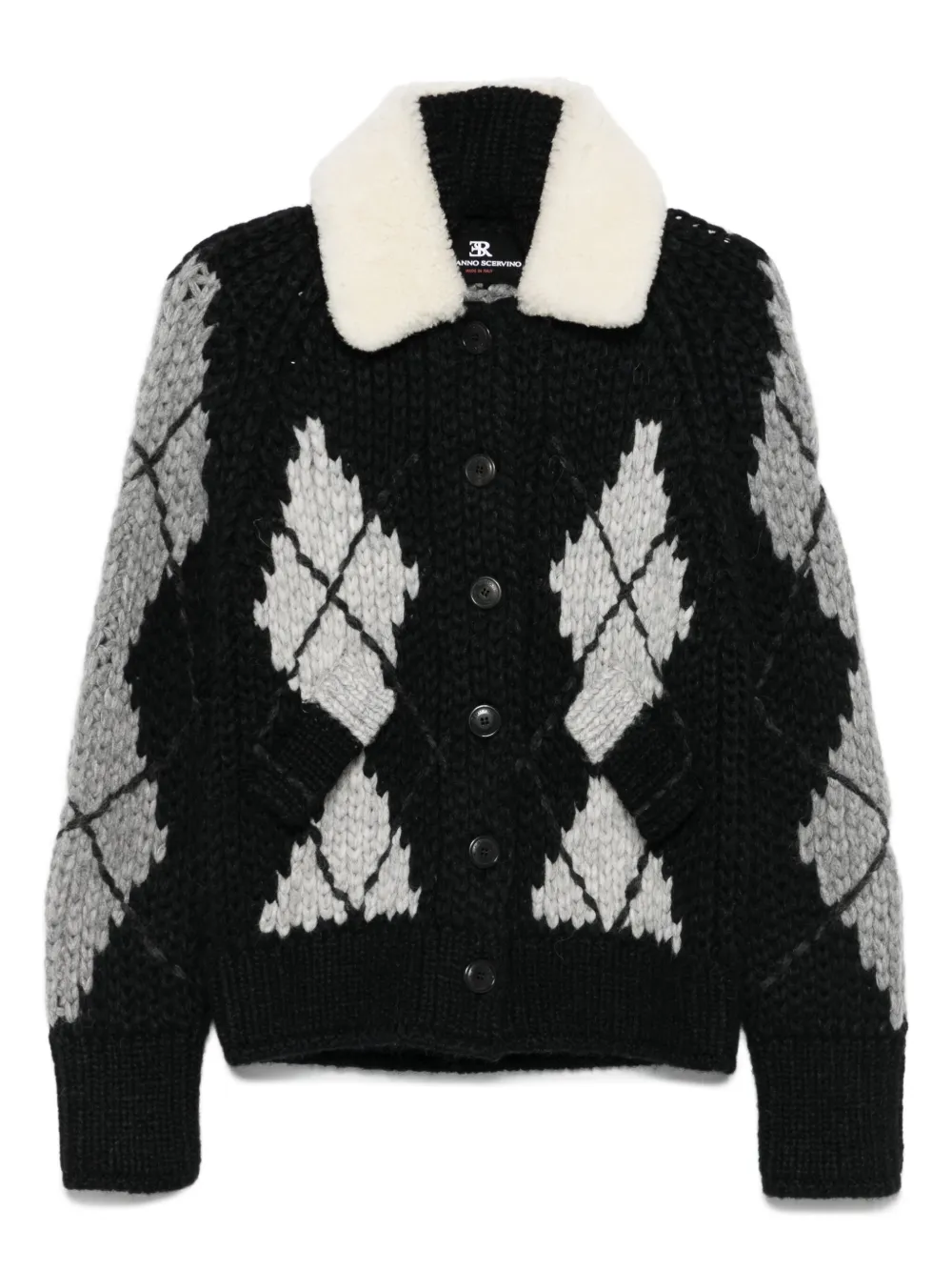 Ermanno Scervino Vest met argyle afwerking en kraag Zwart