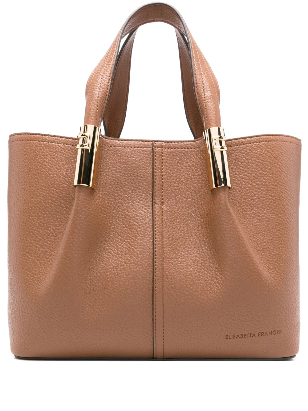 Elisabetta Franchi Leren shopper Bruin