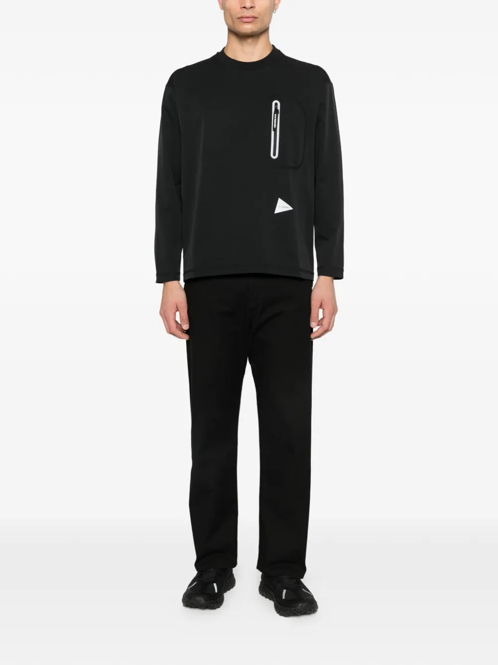 And Wander Hybrid Warm zip-pocket long-sleeved T-shirt - Zwart