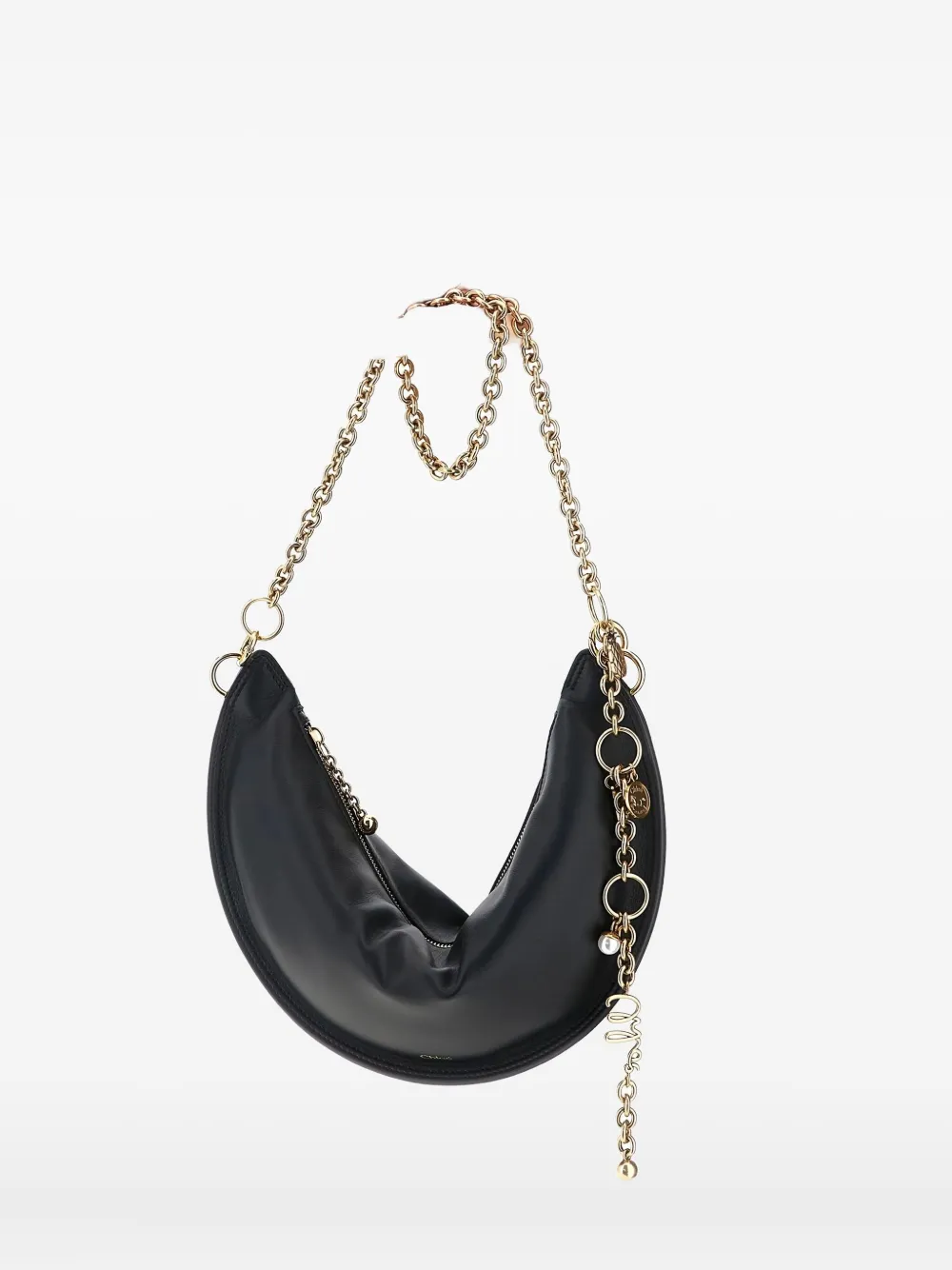 Chloé Icons Crescent-shaped Chain Shoulder Bag In Black