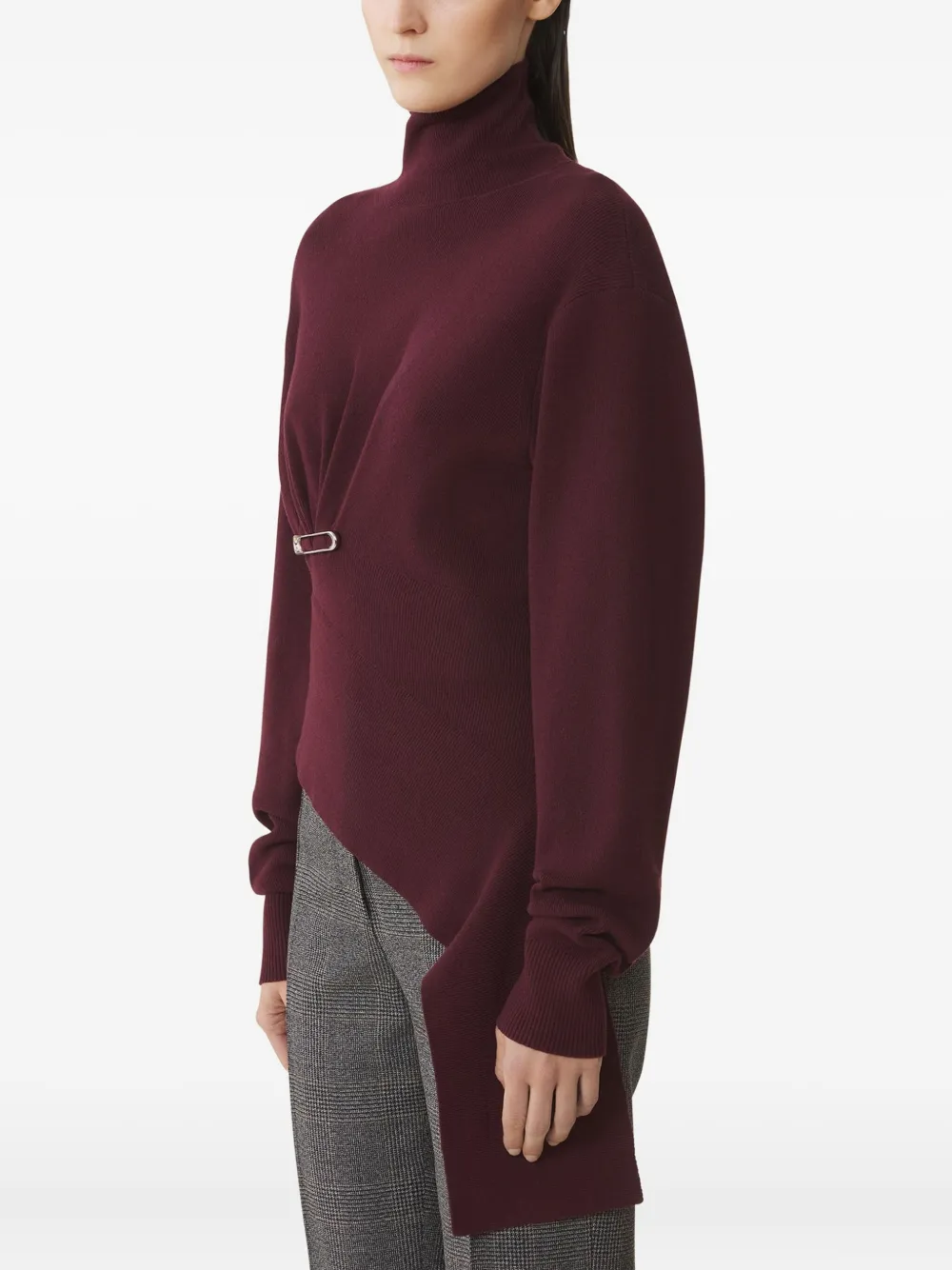 Lanvin Trui met hoge hals en veiligheidsspeld Rood