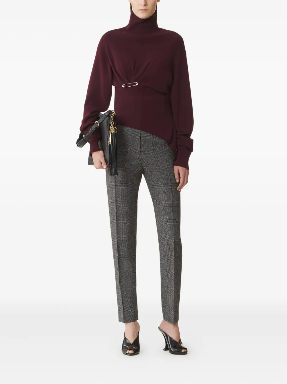 Lanvin Trui met hoge hals en veiligheidsspeld Rood
