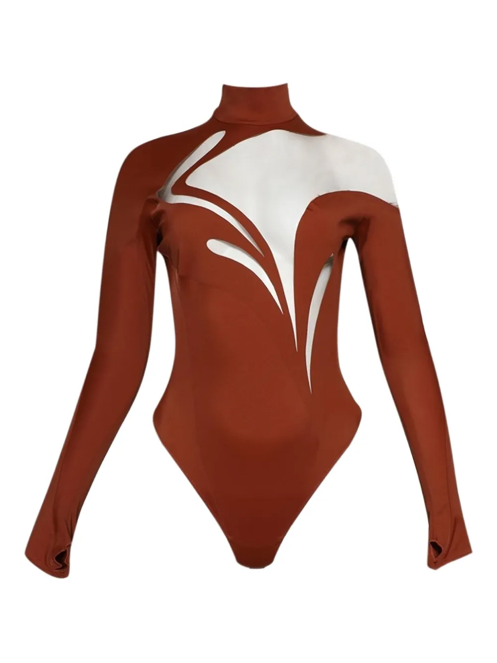 Mugler swirly high-neck bodysuit | Brown | Image 1