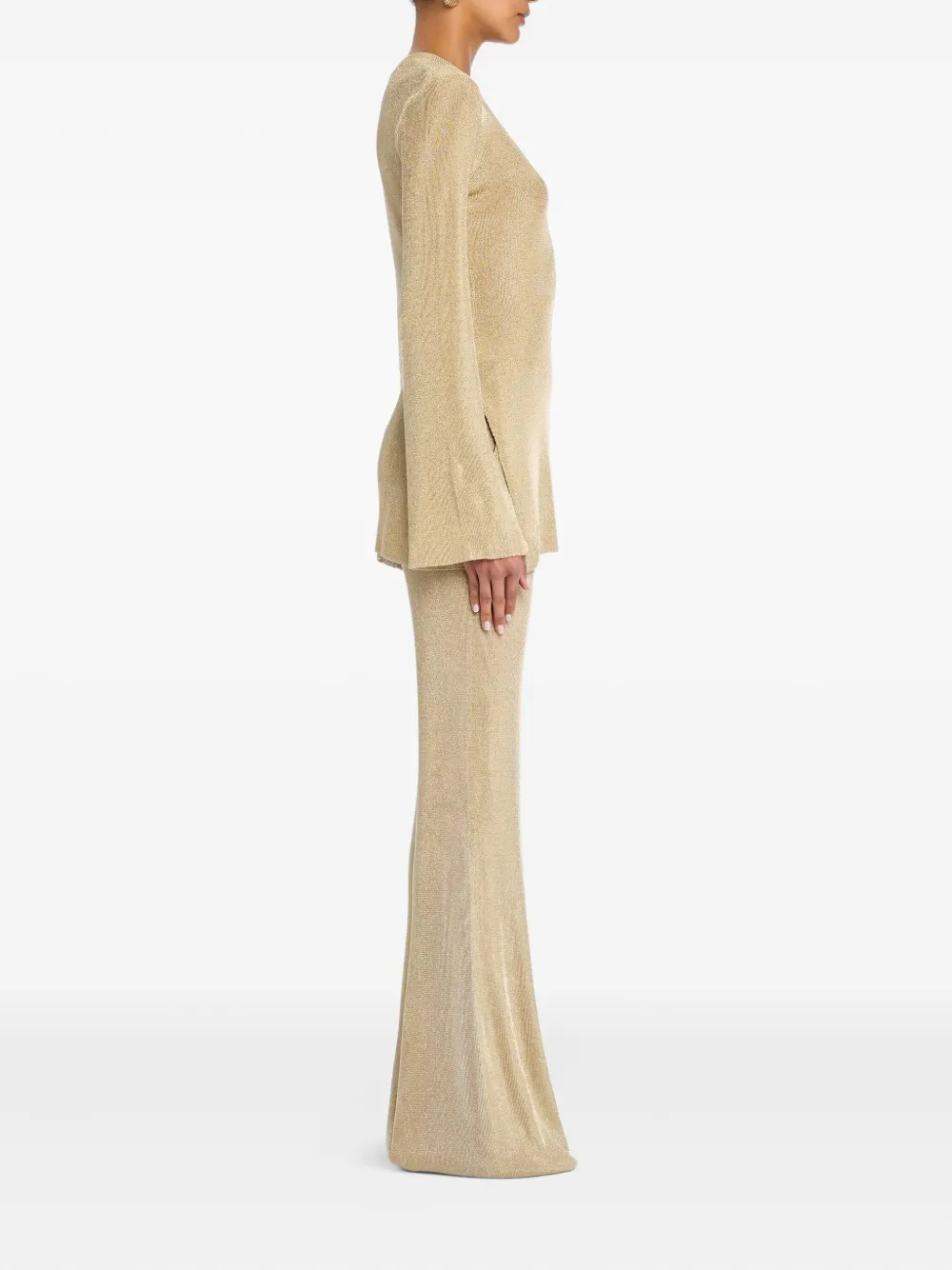 Ser.o.ya Ines Metallic Knit Top In Neutral