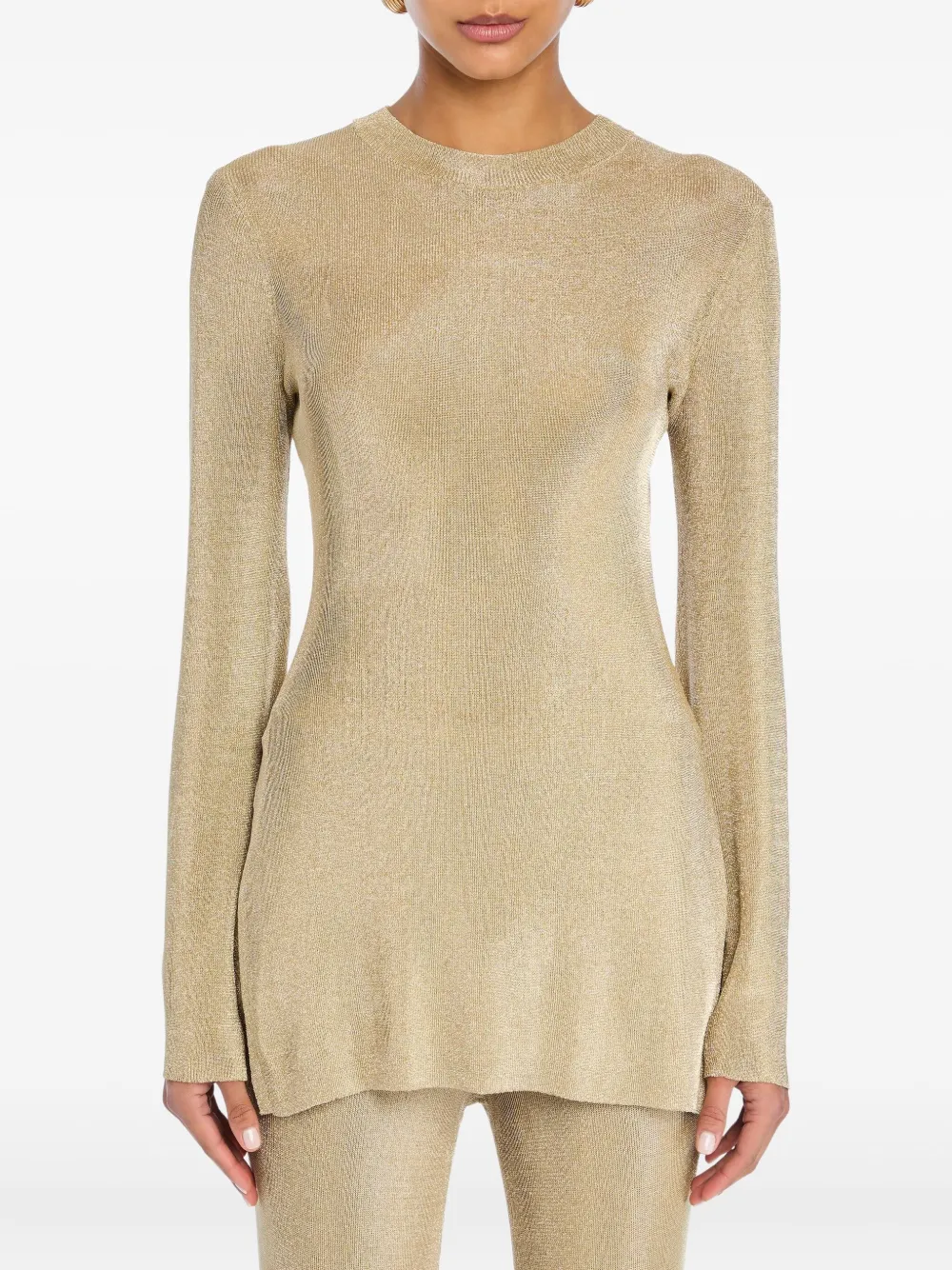Ser.o.ya Ines Metallic Knit Top In Neutral