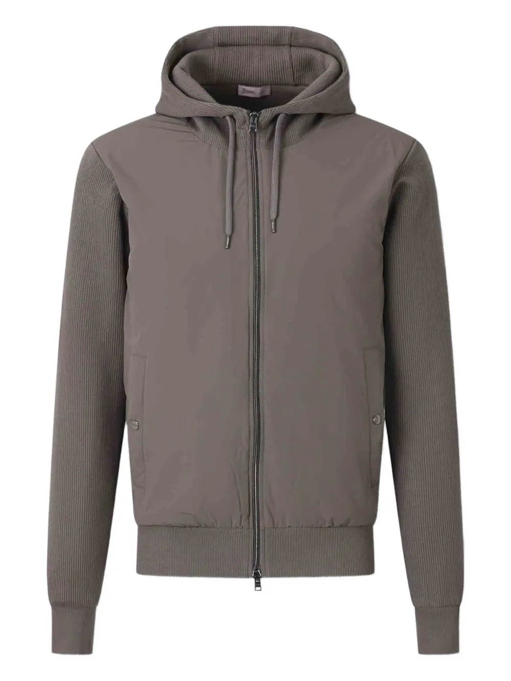 Herno ribbed hooded zip-up jacket Grijs