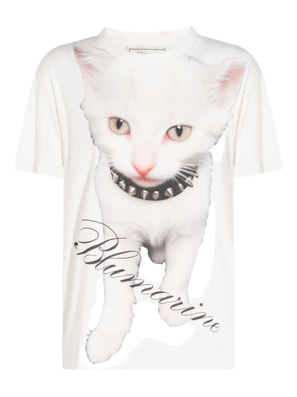 Blumarine Kitten-print T-shirt In White