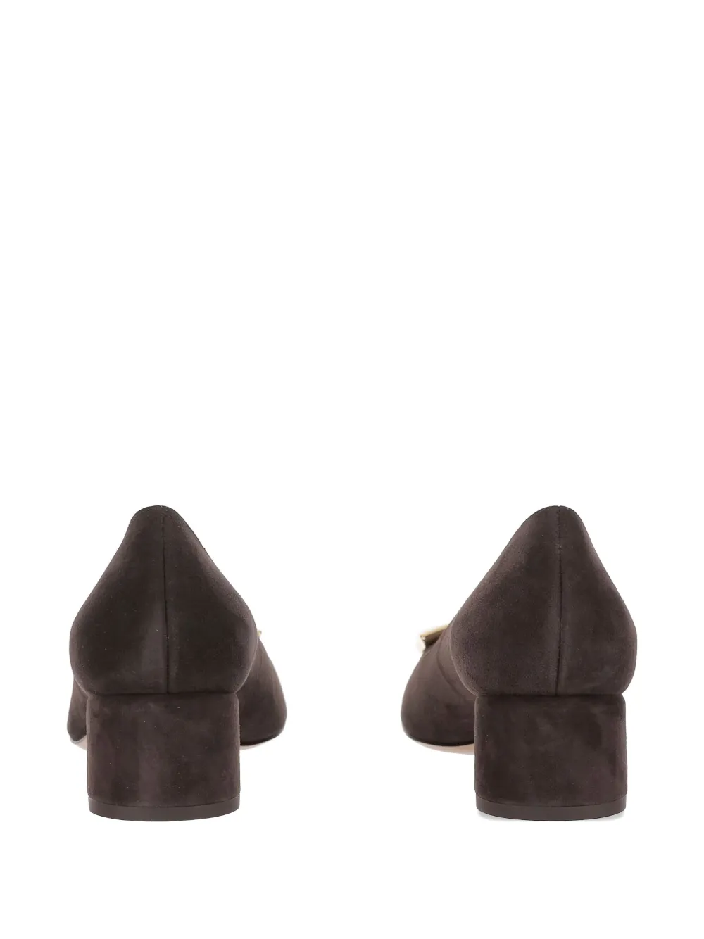 Ferragamo 70mm Gancini-detail Suede Heeled Pumps In Brown