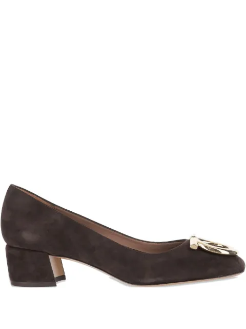 Ferragamo 70mm Gancini-detail suede heeled pumps