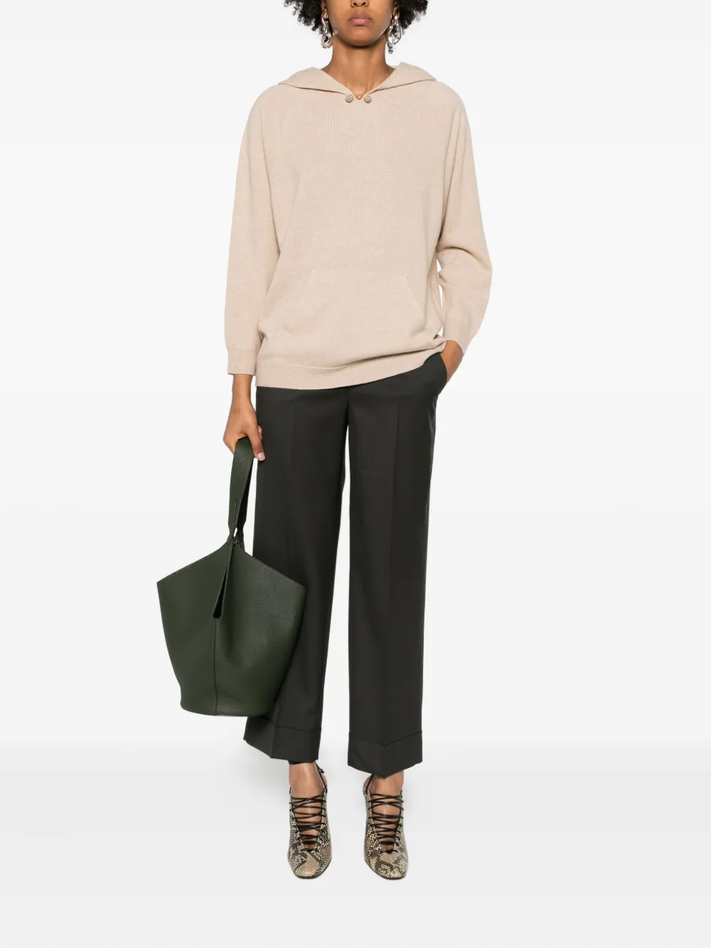 Fabiana Filippi Gebreide hoodie - Beige