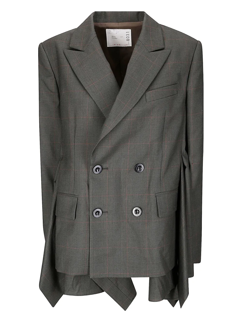 Sacai double-breasted checked-pattern blazer Grijs