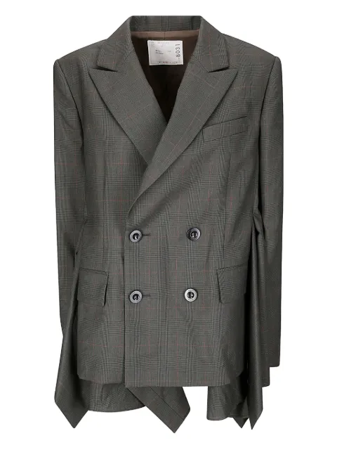 sacai blazer con motivo de cuadros y doble botonadura