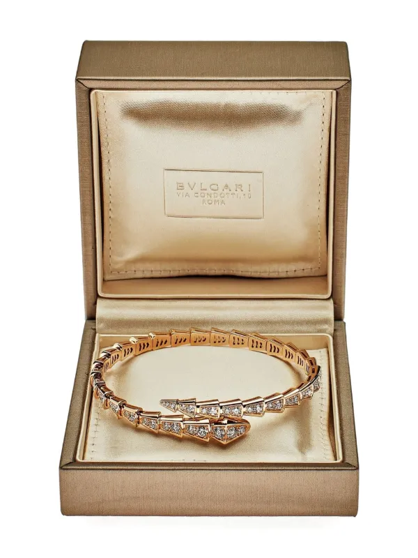 Bvlgari 18K Rose Gold Serpenti Viper Diamond Bracelet Pink