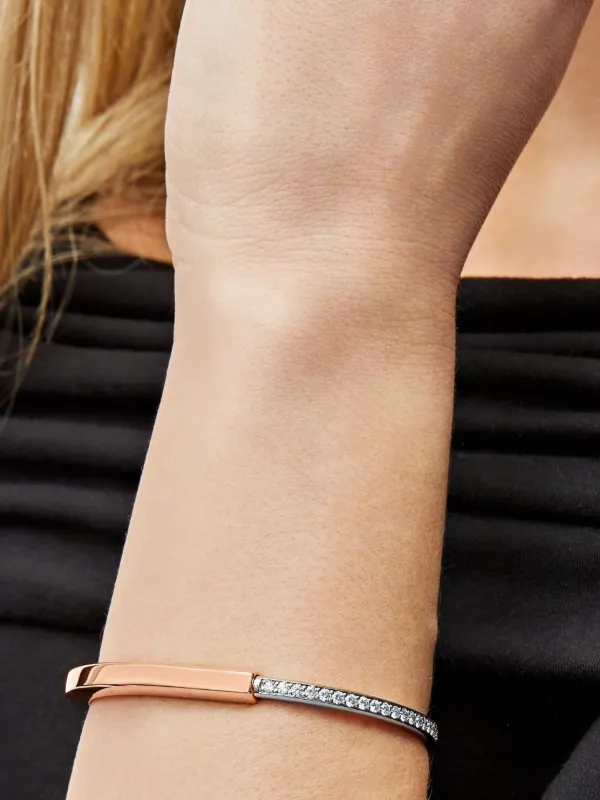 Tiffany 18K White And Rose Gold Lock Diamond Bracelet Pink