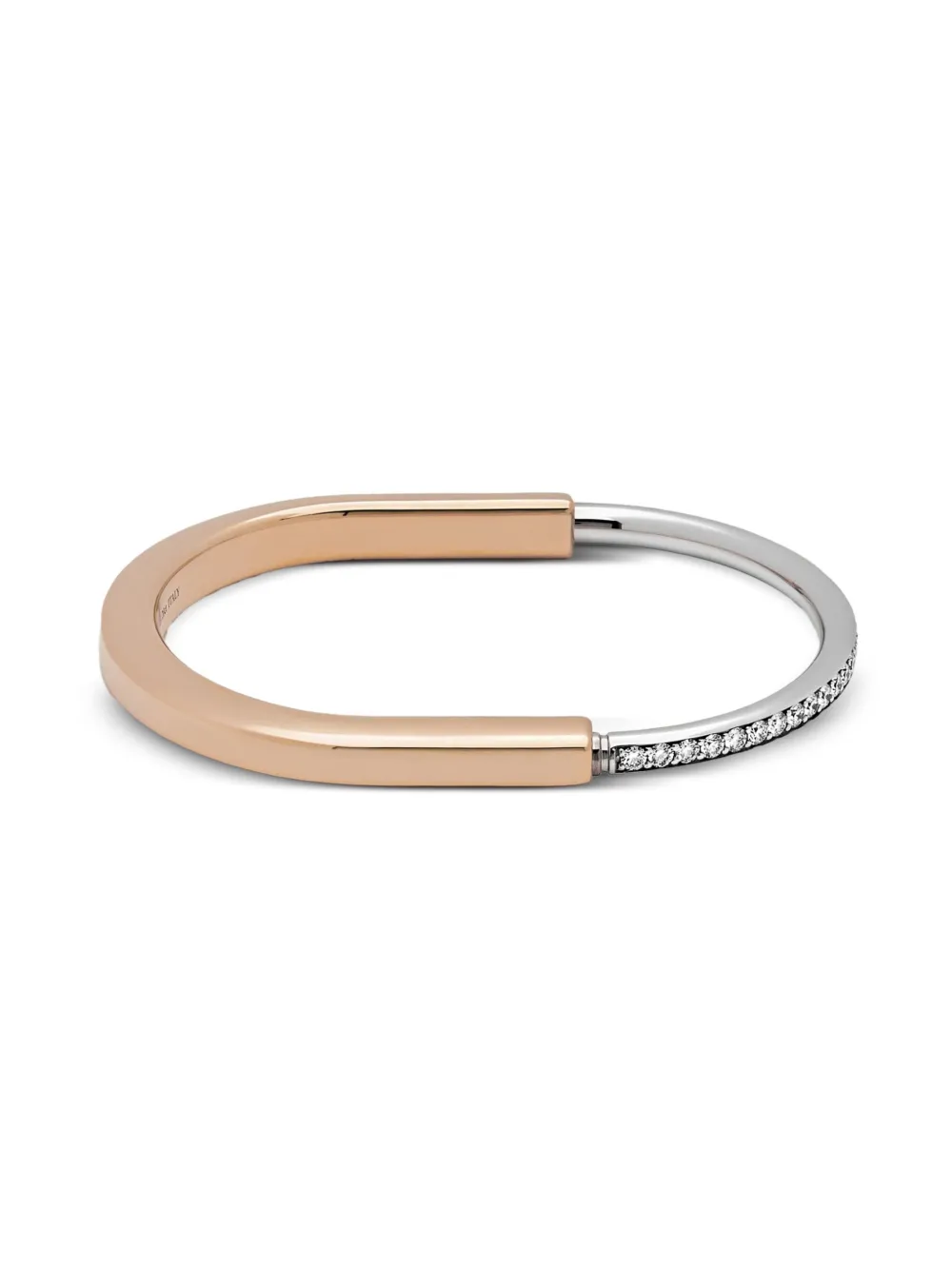 Tiffany & Co. 18K White And Rose Gold Lock Diamond Bracelet | Pink