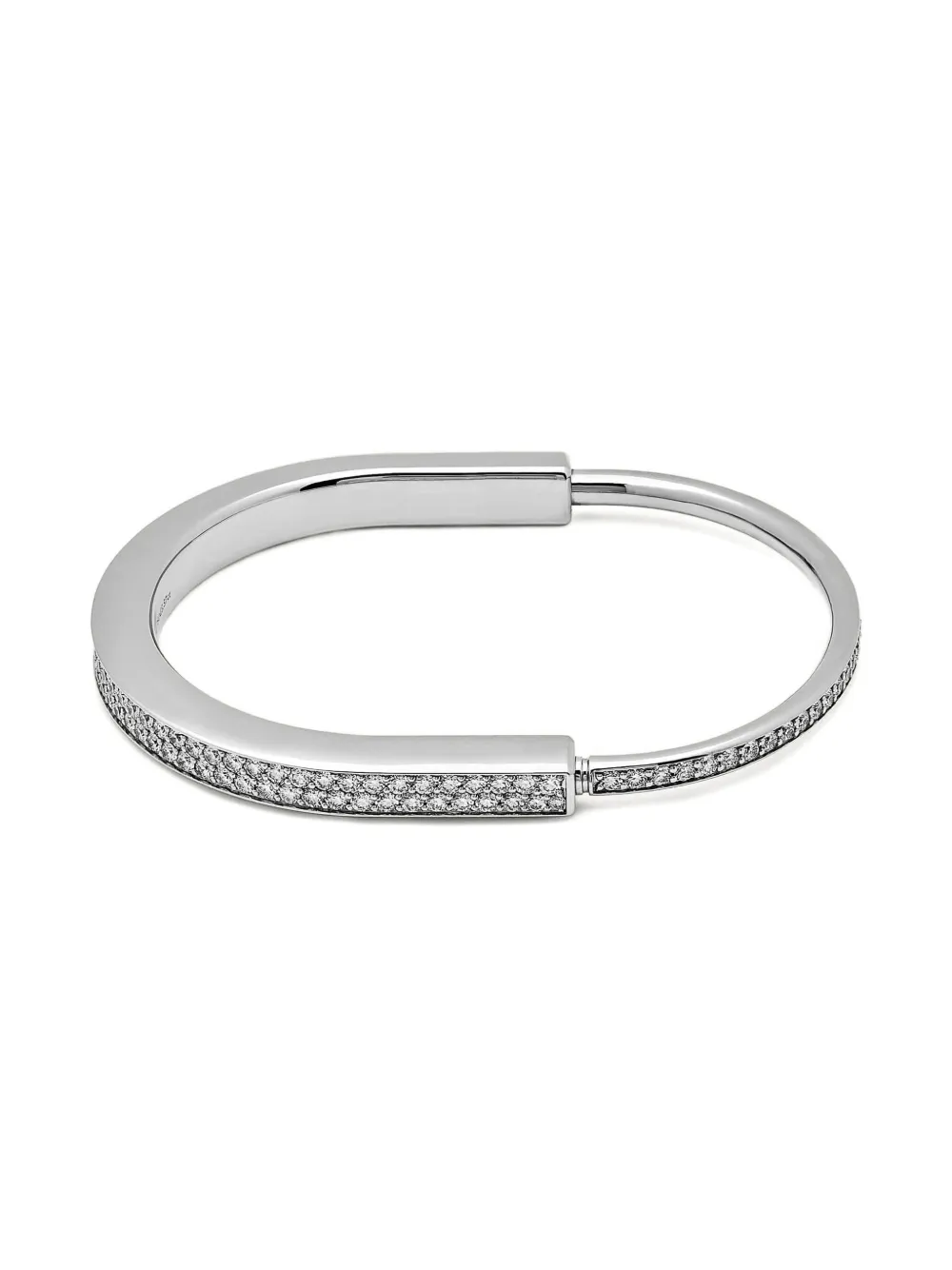 Tiffany & Co. 18K white gold extra small Lock diamond bangle bracelet | Silver | Image 1